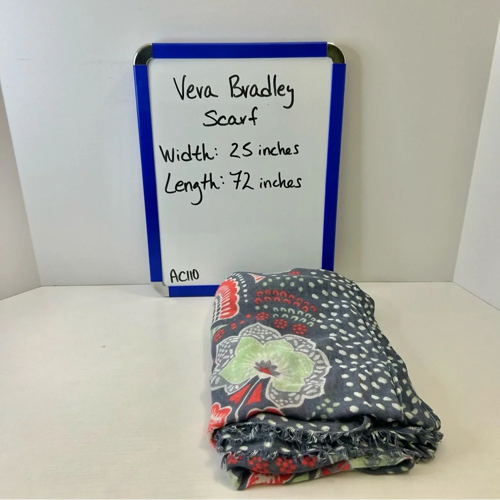 Vera Bradley Nomadic Floral Blue Long Line Lightweight Scarf